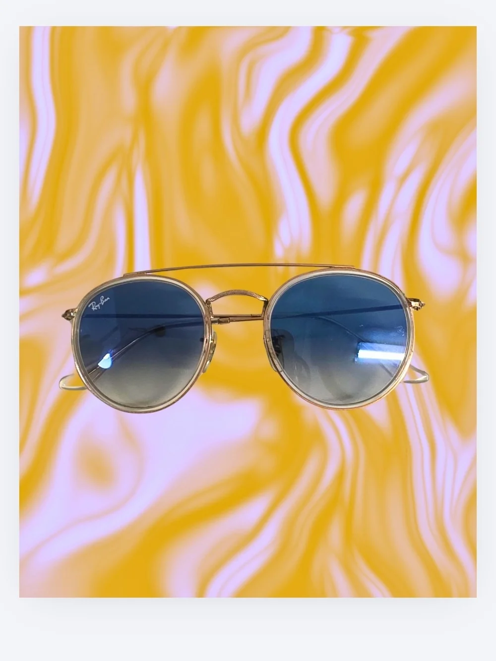 Ray-Ban Women’s Round Metal Sunglasses - Gold Frame with Blue Gradient Lenses